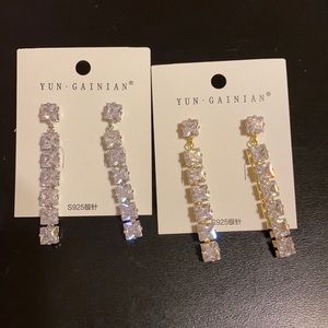 💛BOGO💛 NEW Set of 2 pairs gold and silver CZ earrings with box